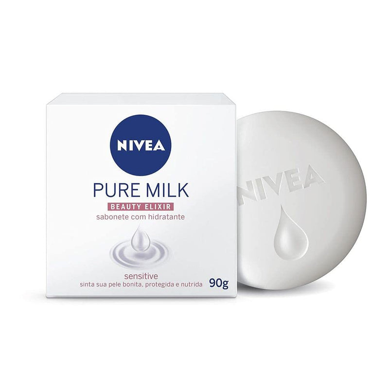 NIVEA Sabonete em Barra Pure Milk Sensitive Promo 6 un. 90g - Fórmula enriquecida com a preciosa essência do leite, proporciona uma pele macia e hidratada após o banho