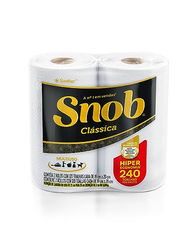 Snob Papel toalha multiuso fd branca hiper 240fls, 2 rolos