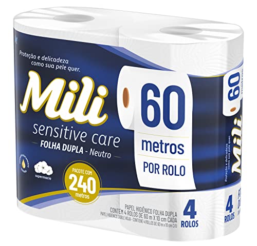 Mili, Papel Higiênico Folha Dupla 4 Rolos, 60 Metros