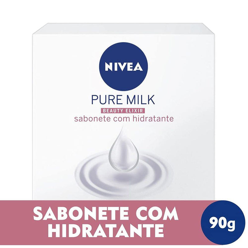 NIVEA Sabonete em Barra Pure Milk Sensitive Promo 6 un. 90g - Fórmula enriquecida com a preciosa essência do leite, proporciona uma pele macia e hidratada após o banho