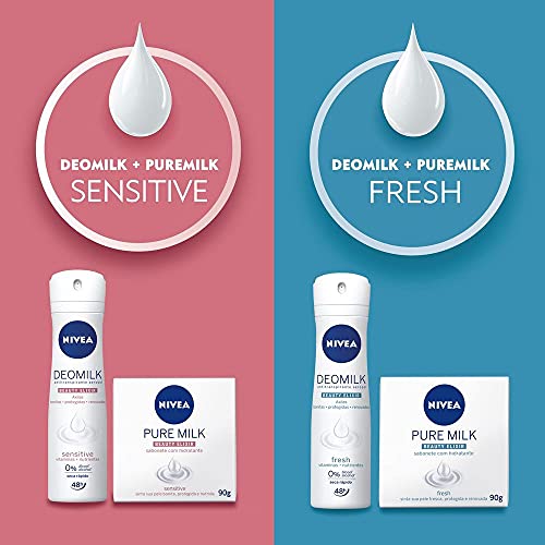 NIVEA Sabonete em Barra Pure Milk Sensitive Promo 6 un. 90g - Fórmula enriquecida com a preciosa essência do leite, proporciona uma pele macia e hidratada após o banho