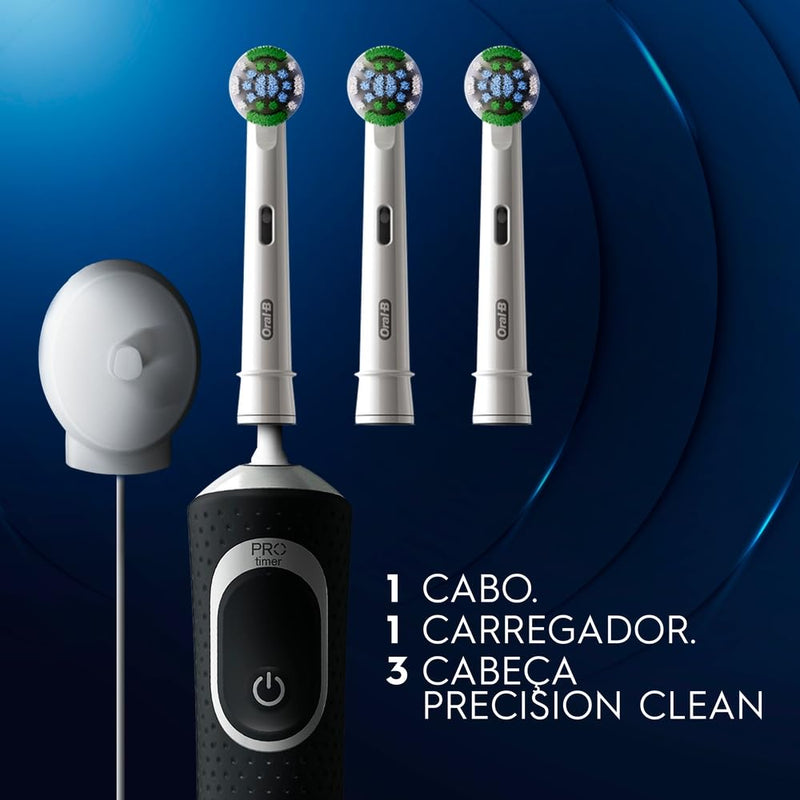 Oral-B Escova Elétrica Oral B Vitality 100+ Refis 3 Unidades, Preto