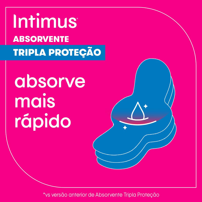 Intimus Absorvente Externo, Tripla Proteção Seca com Abas, 32 unidades, rosa