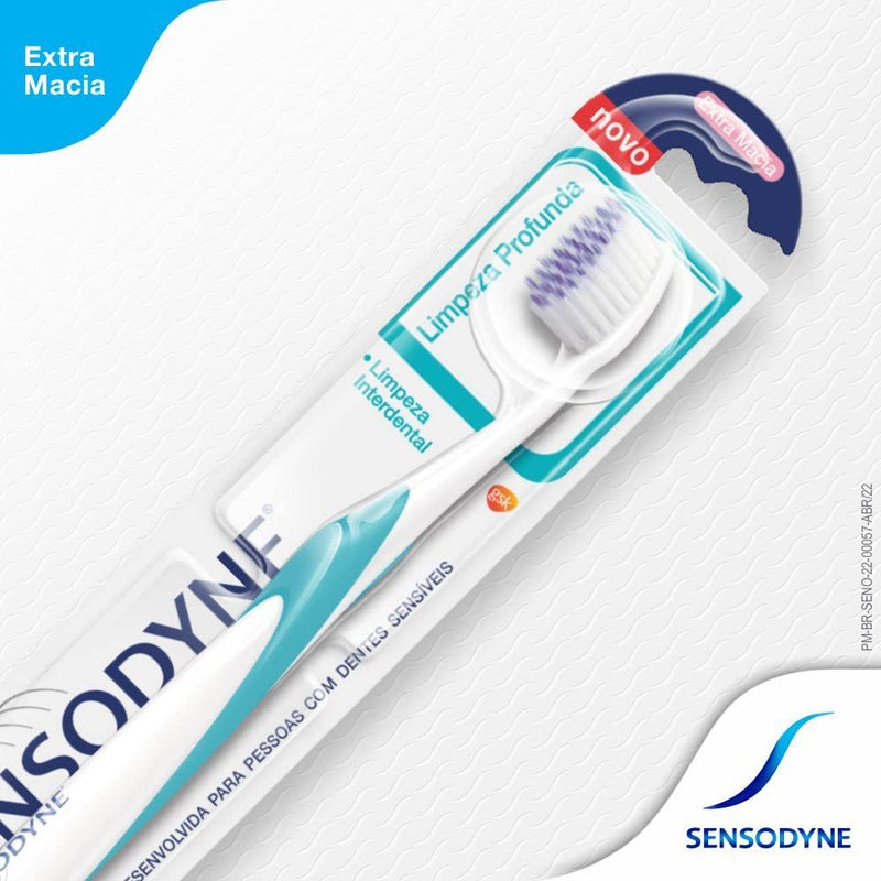 Sensodyne Escova Dental Limpeza Profunda para Dentes Sensíveis, Limpeza Interdental, Extra Macia, 1 unidade