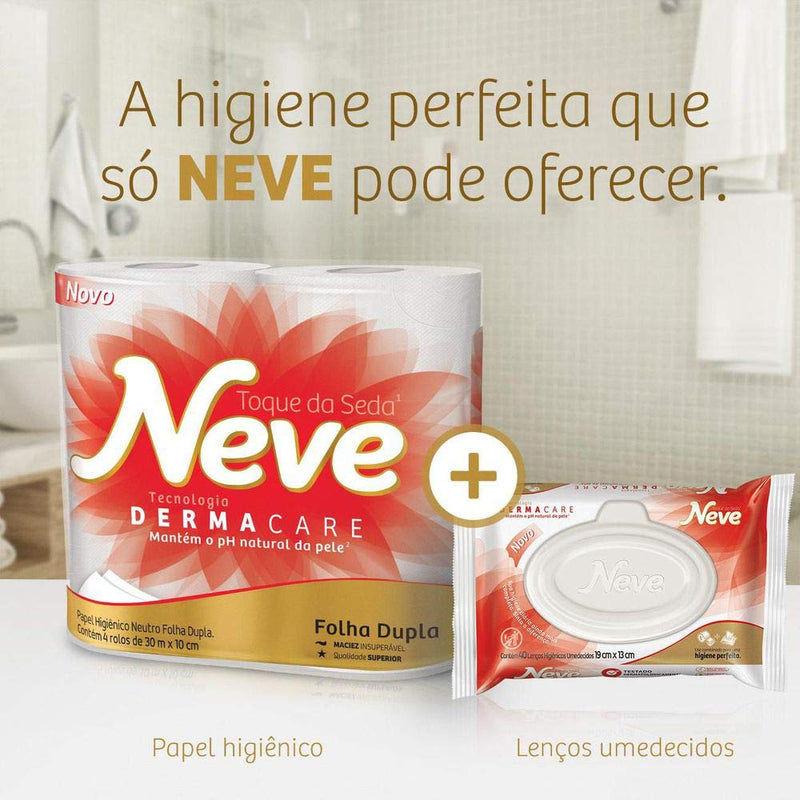 Neve Papel Higiênico Toque de Seda Folha Dupla, 30m, Leve 16 Pague 15 Rolos