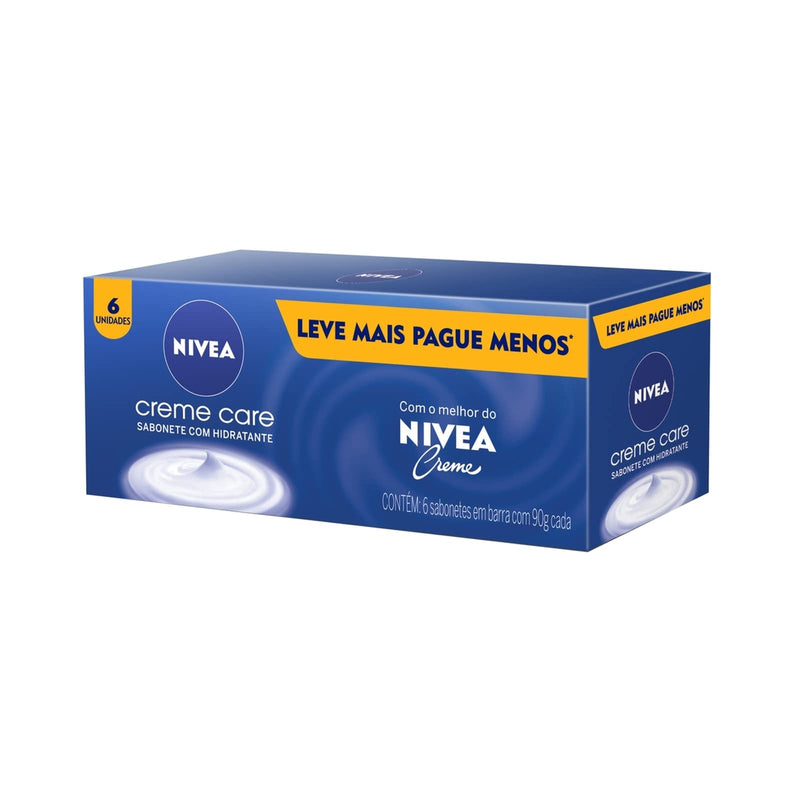 NIVEA Sabonete em Barra Creme Care Promo 6 un. 90g - Limpa e deixa a pele macia mesmo após o banho, com glicerina, fragrância NIVEA Creme e o exclusivo ingrediente Eucerit