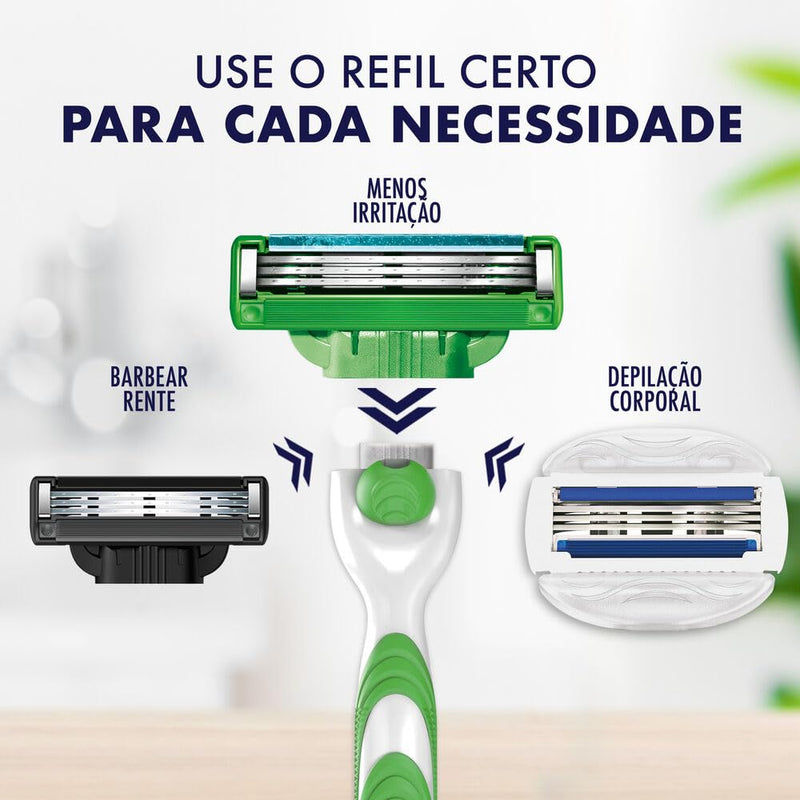 Gillette Mach3 Sensitive Carga para Aparelho de Barbear Recarregável Com Aloe & Vitamina E, Ideal para Peles Sensíveis, 4 Uds