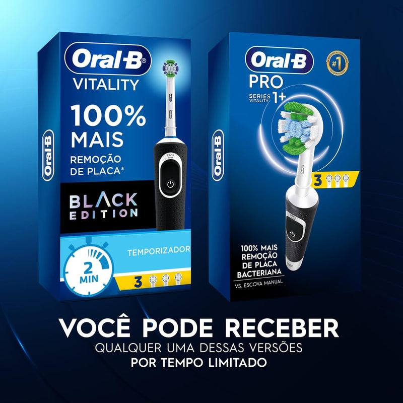 Oral-B Escova Elétrica Oral B Vitality 100+ Refis 3 Unidades, Preto