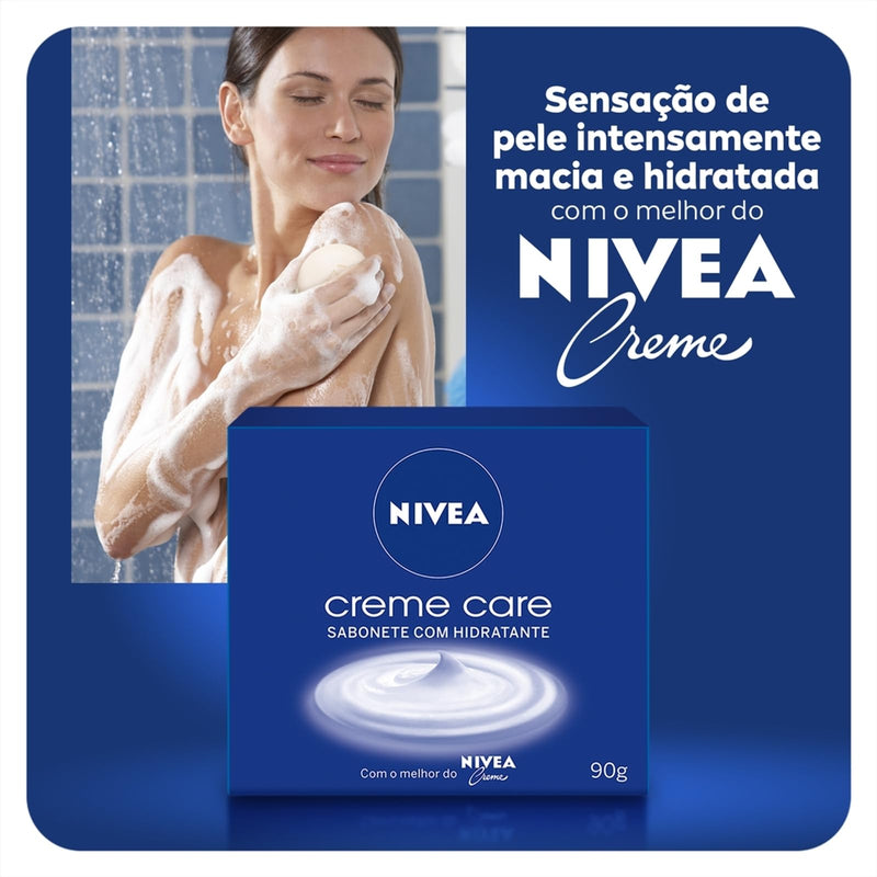 NIVEA Sabonete em Barra Creme Care Promo 6 un. 90g - Limpa e deixa a pele macia mesmo após o banho, com glicerina, fragrância NIVEA Creme e o exclusivo ingrediente Eucerit