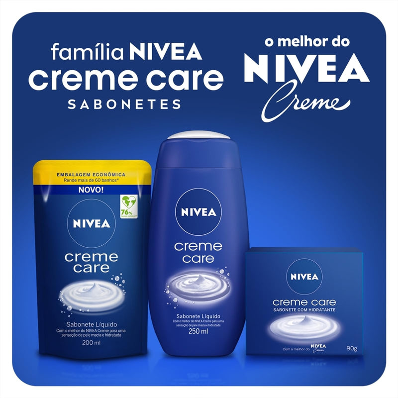 NIVEA Sabonete em Barra Creme Care Promo 6 un. 90g - Limpa e deixa a pele macia mesmo após o banho, com glicerina, fragrância NIVEA Creme e o exclusivo ingrediente Eucerit